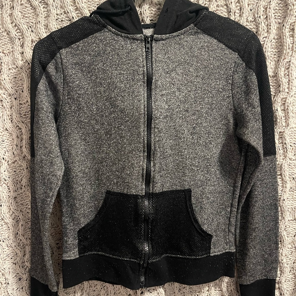 Thrill Charcoal and Black Zip-Up Hoodie